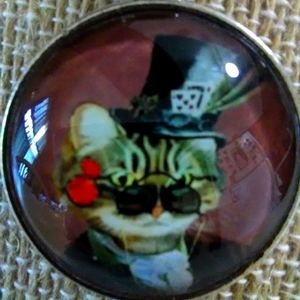 Cat in a Hat Cabochon Necklace